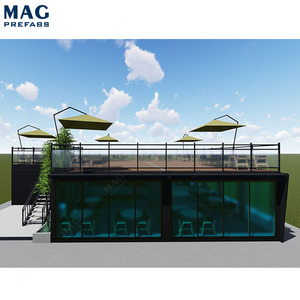 Prefab บ้านแบบแยกส่วน20Ft 40Ft ร้านกาแฟตู้คอนเทนเนอร์เคลื่อนที่พร้อมห้องครัว