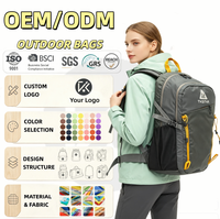 Sac à dos de randonnée en tissu Ripstop avec ceinture de compression élastique, fixation pour bâton, poches en filet, réfléchissant, pour activités de plein air, OEM