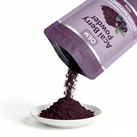 Sachet refermable de poudre de baies d'açaï, fraîcheur garantie, 100% pure et naturelle, emballage OEM