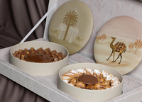 Boîte personnalisée pour mariage et Ramadan, broderie, pour dattes, chocolats, bonbons, pâtisseries, avec deux compartiments ronds et fermeture magnétique, idéale pour cadeaux