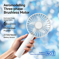 Ventilateur portable sans pales en plastique avec base, recharge USB, batterie au lithium détachable, utilisation extérieure, mini cadeau, vente en gros