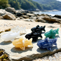 Sculpture de créature marine en pierres précieuses naturelles mélangées, requin de 7 cm, sculptures d'animaux en cristal pour la décoration intérieure et les cadeaux (vente en gros)