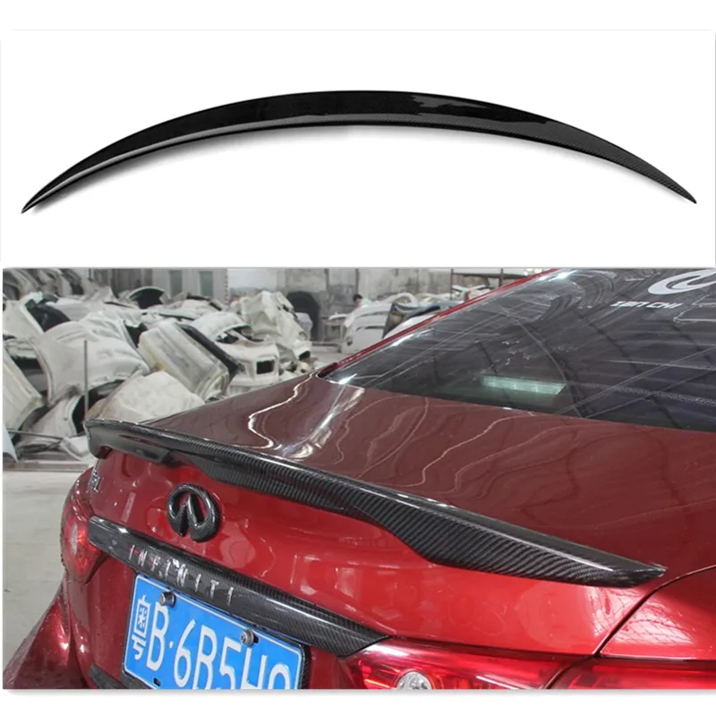 High Quality Carbon Fiber Rear Trunk Roof Spoiler For Infiniti Q50 Sedan North American style Car Tail Wing 2014 UP