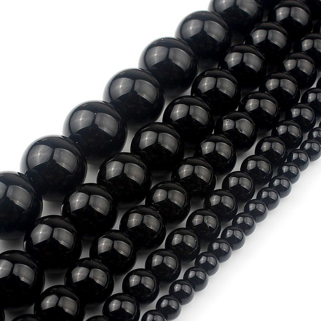 Wholesale round Loose Black Glass Beads 6/8/10/12mm for Jewelry Making DIY Bracelet Necklace Crystal Lampwork & Glass Beads