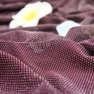 Burgundy Glitter Dot Lurex Jersey Vải Cho Mùa Đông Mặc