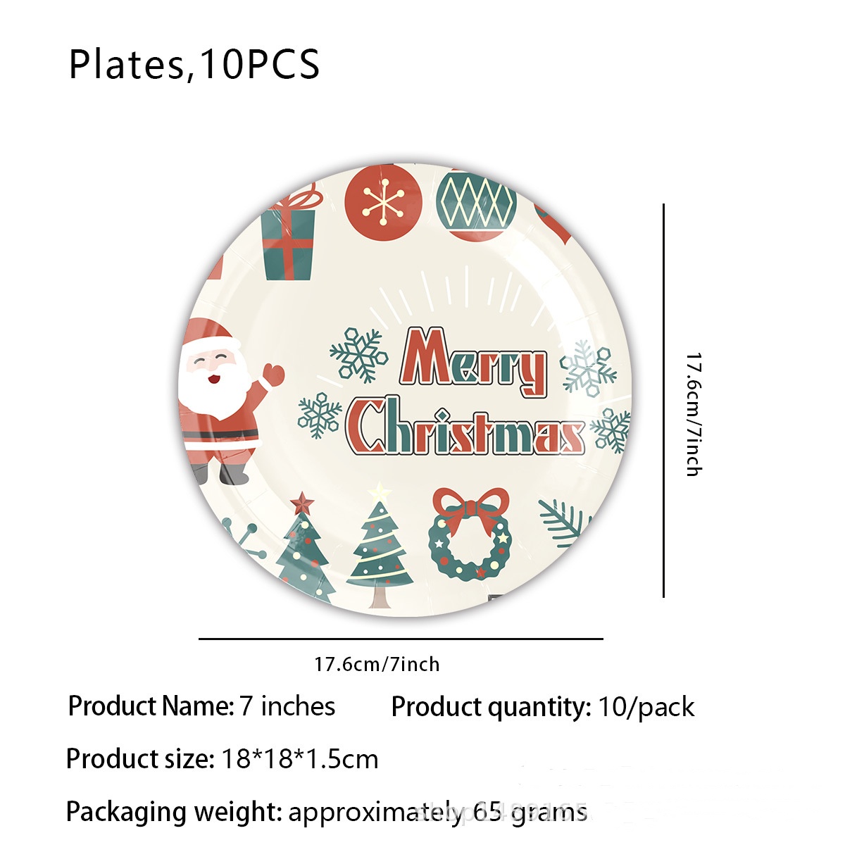 Plato de 7 pulgadas * 10 unidades