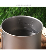Mug en titane pur minimaliste écologique avec logo personnalisé, avec couvercle, poignée pliable, léger, portable, bouteille d'eau de camping