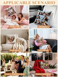 Funda de Cojín Personalizada, Funda de Almohada Cuadrada <span class=keywords><strong>con</strong></span> Logotipo Personalizado, Fundas de Cojín <span class=keywords><strong>con</strong></span> Foto, Texto, Imagen, Nombre - Product Image 5