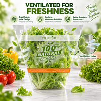 Sac à laitue en CPP transparent trapézoïdal, personnalisable directement en usine, pour une conservation plus longue des produits frais grâce aux trous de ventilation