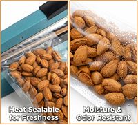 Sachet transparent à fond plat avec fermeture éclair supérieure pour emballage alimentaire, logo personnalisé, matériau PE - pour lait, protéines, snacks, gâteaux, salades