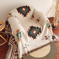 Couvre-lit pliable en coton tissé pour la décoration intérieure, tapis de pique-nique personnalisé, couverture de canapé vintage, tapis bohème, couverture aztèque
