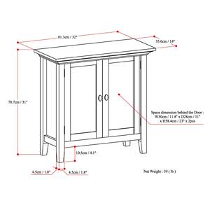 Armoire de rangement en bois massif gris vieilli de 32 pouces de large Design transitionnel pour entrée de salon ou salle familiale - Product Image 3