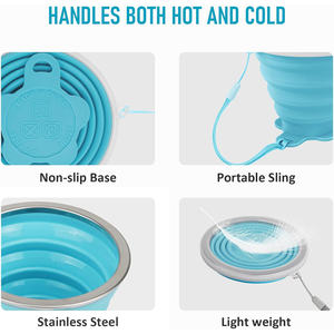 Gobelet à café rétractable pliable gratuit en silicone Gobelet de camping pliable avec couvercles - Product Image 3