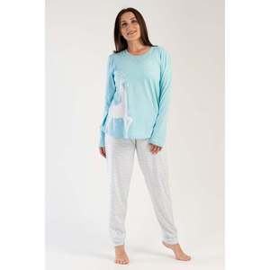 KADIN P.SUPREM XXL O YAKA UZUN KOL ETEGI OVAL PIJAMA TAKIM - MAVI - MAVI - Product Image 2