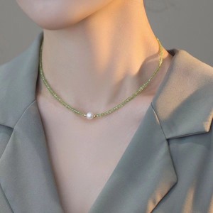 Collier ras du cou en perles de riz vertes et perles d'eau douce, chaîne délicate pour clavicule, bijoux pour femmes, usage quotidien - Product Image 2