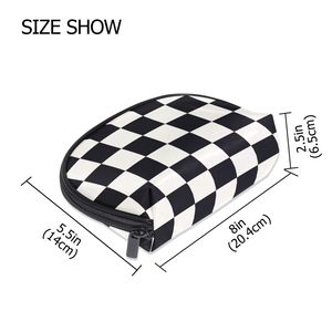 Sac de maquillage à fermeture éclair personnalisé avec logo imprimé à carreaux tendance pour femmes, sac de voyage imperméable, sac cosmétique portable - Product Image 3
