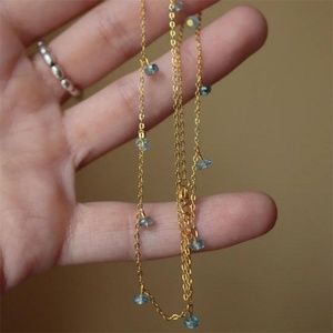 Collier ras du cou tendance pour femme en acier inoxydable plaqué or 18 carats avec pendentif breloque en zircon pour anniversaire - Product Image 2