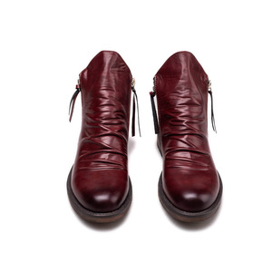 Vintage Unisex PU Leather Boot Women Luxury Casual Round Toe Double Zip Ankle Boots Men Business Formal Dress Chelsea Rider <strong>Shoe</strong> - Product Image 2