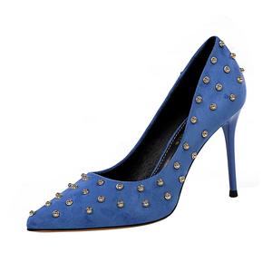 825-6 alla moda sexy di dimagramento locale notturno <span class=keywords><strong>scarpe</strong></span> da <span class=keywords><strong>donna</strong></span> <span class=keywords><strong>con</strong></span> tacchi alti della pelle scamosciata bocca superficiale e a punta rivetti in metallo - Product Image 6