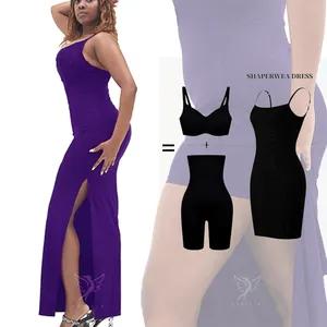 Hygieia New Arrival Women Sexy Sleeveless Seamless Maxi Dress Built In Shapewear Dress Bodycon Body Shaper Dress For Women