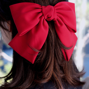 Klip rambut busur besar Satin warna permen klip pegas aksesori rambut klip rambut berbentuk pita dengan ekor panjang dan pita besar - Product Image 1