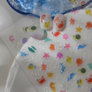 Chất lượng cao 3D động vật biển nail sticker nhà máy Bán buôn bao gồm Rùa cá ngựa cua rong biển nhắm mục tiêu cho móng tay nghệ thuật người hâm mộ - Product Image 3