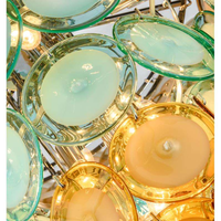 Lustre suspendu de luxe en verre de Murano multicouche carré doré pour plafond haut, idéal pour salon et projets hôteliers