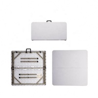 Table pliante carrée portable en PEHD blanc moulé par soufflage, idéale pour l'extérieur – Meilleure vente