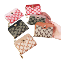 Dompet Koin Wanita Pendek Baru 2026 dengan Resleting, Dompet Jepit Uang Sederhana dan Modis, Dompet Clutch Kulit PU Berbunga, Lapisan Poliester