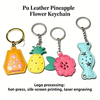 Porte-clés en cuir PU gravé au laser, motif ananas et fleur, coloré, pour souvenirs touristiques, 20 ans d'expérience