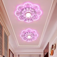 Lampu Langit-langit Bunga Kristal Warna-warni LED Modern 20Cm untuk Ruang Tamu Koridor Lorong Balkon Pintu Masuk Hotel Apartemen KTV Bar