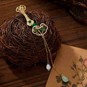 Chinese Style Ruyi Bamboo Leaf Brooch With Freshwater Pearl Imitation Jade Pendant Women's Fashion Accessory Gift - Product Image 1