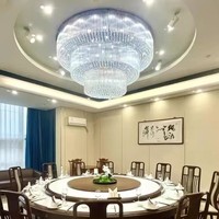 Lustre de plafond en cristal K9 de luxe pour salon, design rond, base en acier inoxydable, grand modèle pour hall d'hôtel, villa