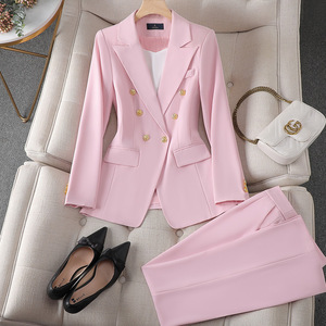 Meistverkauftes Modisches Damen-<span class=keywords><strong>Blazer</strong></span> und Hosen Set mit Revers und Langen Ärmeln Zweiteiliger Büroanzug - Product Image 4