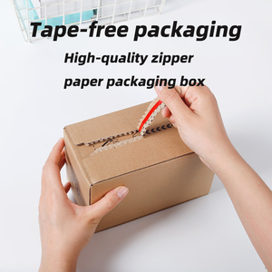 Boîte d'emballage en papier kraft ondulé avec fermeture éclair et bande de déchirure, personnalisable avec logo, pour expédition, envoi postal, cadeaux de fête, pour entreprises - Product Image 5