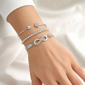 Multilayer Infinity Heart <b>Bracelet</b> 3Pcs/<b>Set</b> Full Crystal Peach Heart Open Charm Bangle Unisex Trendy Gift - Product Image 3