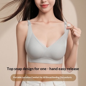 2026 Seamless Nursing <strong>Bra</strong> Women One-Hand <strong>Clip</strong> Wireless Anti-Sagging Push up Maternity Breastfeeding Pregnancy Sleep <strong>Bra</strong> OEM - Product Image 2