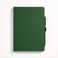Carnet A5 en PU vert à couverture rigide avec boucle pour stylo, impression de logo personnalisée, dorure à chaud