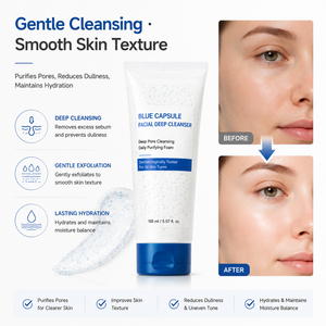 Crema Facial Orgánica Suave con AHA BHA PHA <span class=keywords><strong>para</strong></span> una Limpieza Profunda <span class=keywords><strong>de</strong></span> los Poros, Eliminación <span class=keywords><strong>de</strong></span> Puntos Negros, <span class=keywords><strong>Limpiador</strong></span> Facial en Cápsulas Azules - Product Image 5
