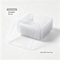 Boîte d'emballage en blister transparente carrée jetable de qualité alimentaire en PET pour fruits, légumes, gâteaux à emporter, marque Lanke