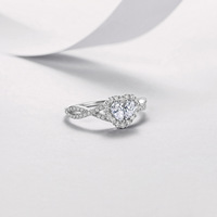Bague en Moissanite Argent Sterling 925, Cœur Poire, Grappe VVS1 Couleur D, Halo 3x5mm, 3 Couleurs, Bijoux