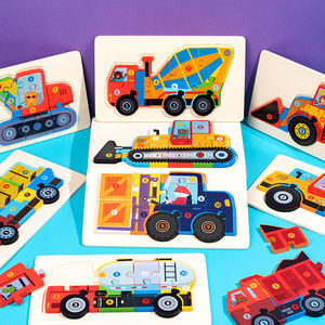 Giocattolo di <span class=keywords><strong>educazione</strong></span> e intelligenza del traffico del veicolo di ingegneria del Puzzle di legno 3D dei bambini - Product Image 1