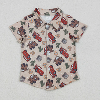 Chemise pour garçon avec boutons en forme de cactus et de voitures de dessin animé