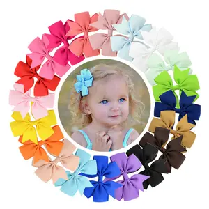 Baby Girls Ribbon Bow Hair Bows Clip 3" Inch Kids Grosgrain Ribbon Hairbow Handmade Bow Hair Accessory