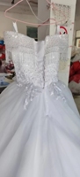 Nouvelle Robe de Mariée de Luxe 2022 Épaule Dénudée Col en V Robe de Bal Perles de Cristal Gland Grande Taille Traîne Longue