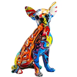 2022 new Ornament Animal Colorful home office desk decor small sculpture graffiti dog resin