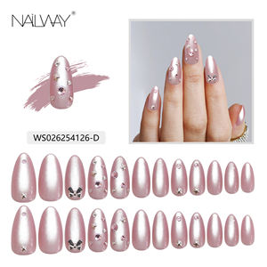 Larga duración reutilizable 24 piezas cubierta completa ABS <span class=keywords><strong>mate</strong></span> diseño corto cuadrado francés <span class=keywords><strong>uñas</strong></span> de dedo Punta Blanca brillo línea palo <span class=keywords><strong>uñas</strong></span> - Product Image 6