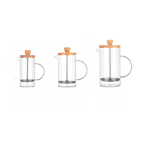 Franse perskan van hoog borosilicaatglas, huishoudelijke theepot, filterpers, theebereidingsapparaat, handgezet koffiezetapparaat