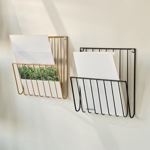 Estante de Almacenamiento de Libros y Periódicos Rectangular de Madera Minimalista Moderno para Montar en la Pared para Sala de Estar - Product Image 4