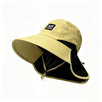 Topi Bucket Kanvas Pelindung Sinar Matahari UPF50+ dengan Pinggiran Lebar, Dapat Disesuaikan, untuk Memancing di Luar Ruangan, Dilengkapi Tali Dagu, Jaring Bernapas, Cocok untuk Hiking Musim Panas